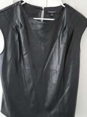 Marc New York Black Faux Leather Top with Round Neck